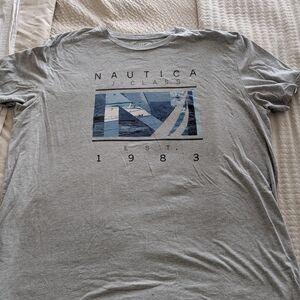 Nautica Big Men's Gray and Blue Graphic Tee